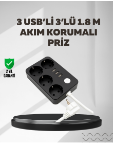 4.1A Fast Charging, Surge Protected, 4 Sockets and 3 USB Outputs