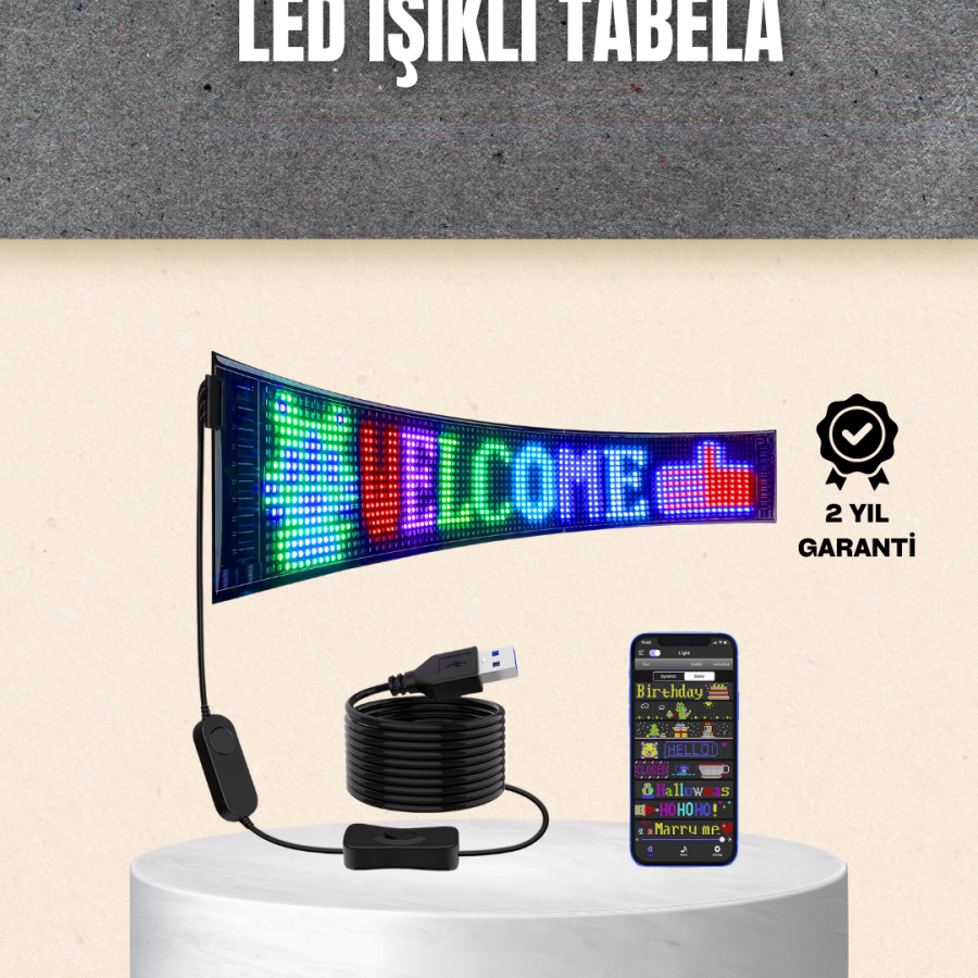 RGB Scrolling LED Advertising Screen – Flexible Design with USB Connection
