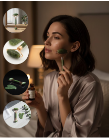Jade Stone Facial Massage Set Swelling Reducer 2 Pieces
