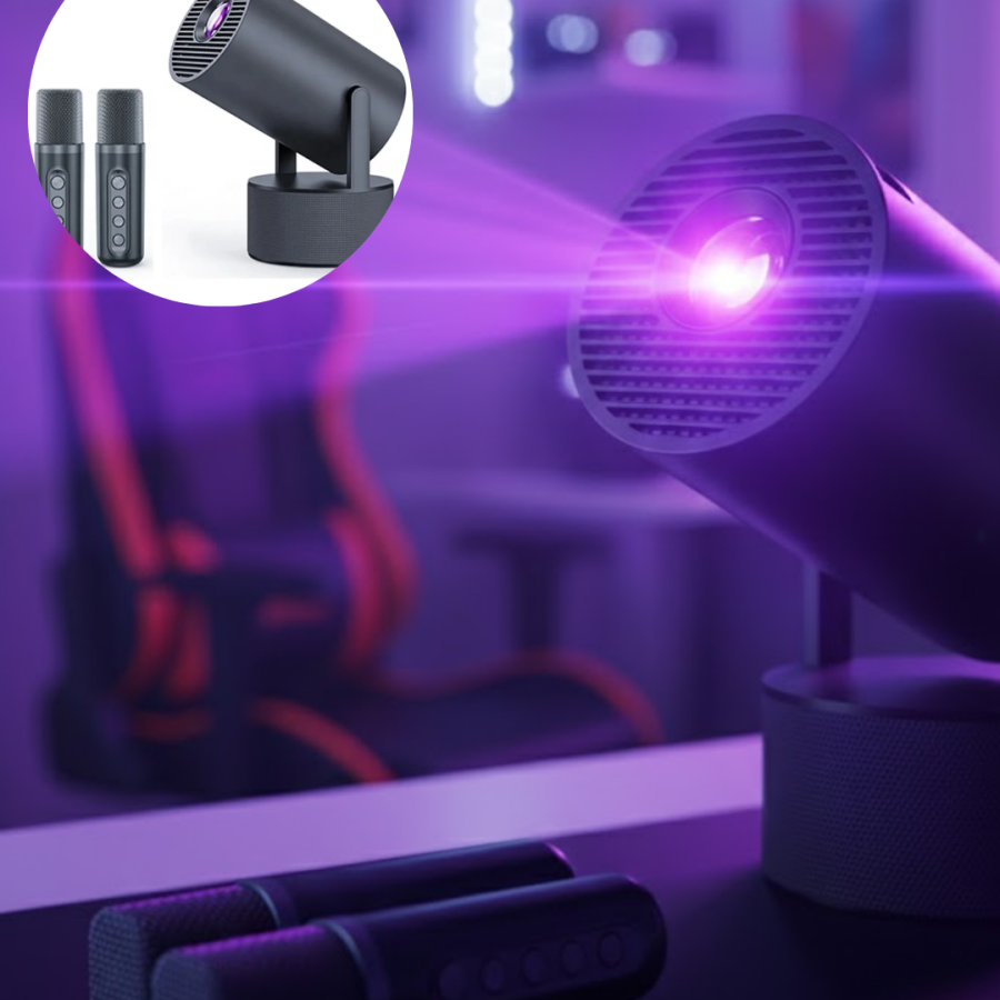 Black Android System Kareoke Projection with 180° Rotating Head