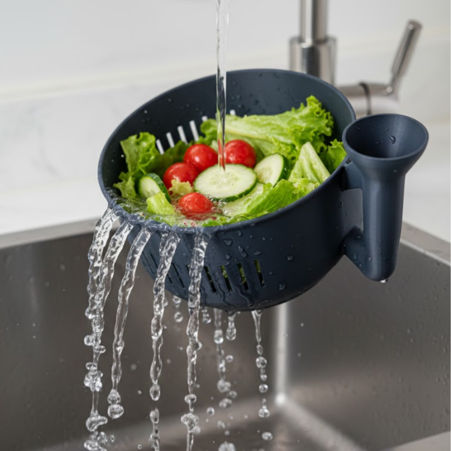 Multi-Purpose Vegetable Washer Ergonomic Design Kitchen Container with Strainer Multi-Purpose Vegetable Washer Ergonomic Design Kitchen Container with Strainer