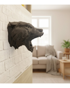 Decorative Hangable Black Bear Head 3D Wall Sculpture 25x19 cm