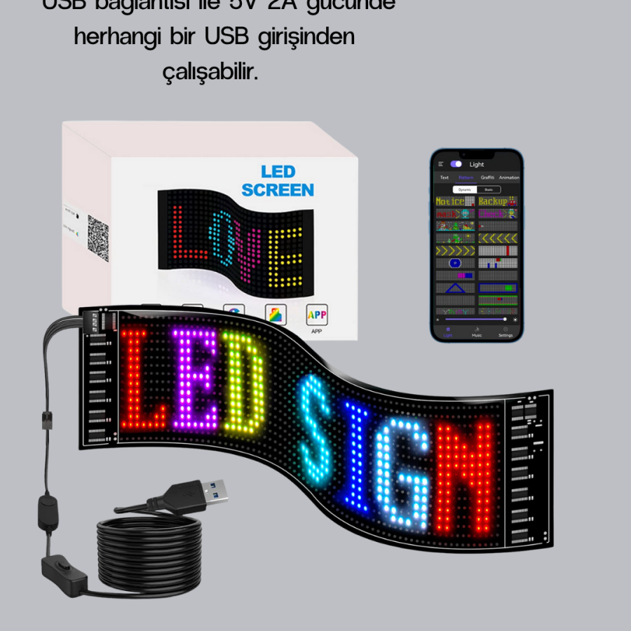 RGB LED Panel – Smart Screen with USB Power Input, GIF and Text Display