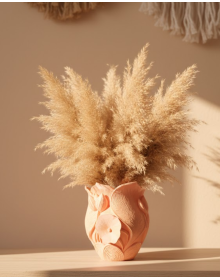 Modern 3D Orange Flower Vase Desktop Living Room Decor