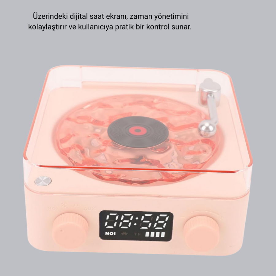 Night Light Stereo Bluetooth Speaker Digital Clock 3-in-1 Device with Water Wave Effect
