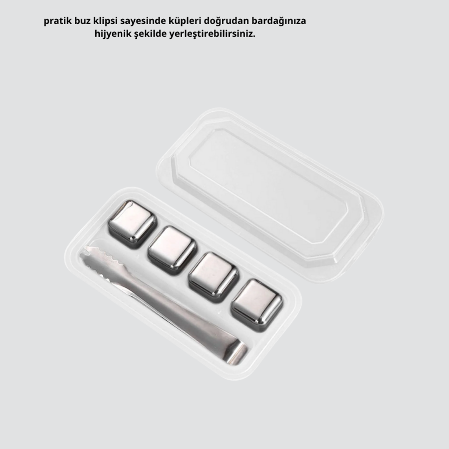 Stainless Steel Metal Ice Cube Set Cooling Without Dilution and Clips Included Stainless Steel Metal Ice Cube Set Cooling Without Dilution and Clips Included