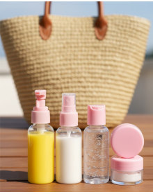 Compact 5 Piece Travel Cosmetic Bottle Set