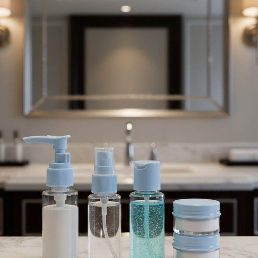 Compact 5-Piece Travel Bath Bottle Set with Bag