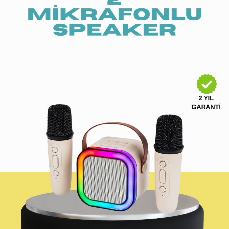 Portable Karaoke Speaker with LED Light – USB & AUX Input