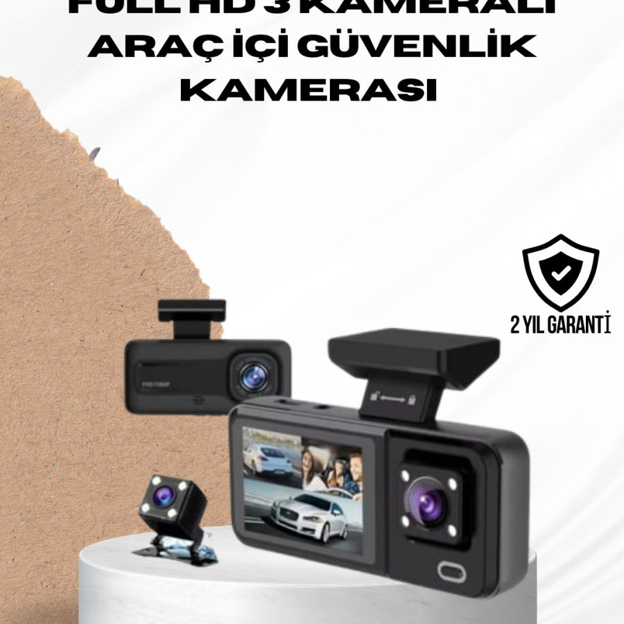 Wi-Fi Connected Full HD Vehicle Camera Set with 3 Cameras Parking Protection and Loop Recording Wi-Fi Connected Full HD Vehicle Camera Set with 3 Cameras Parking Protection and Loop Recording