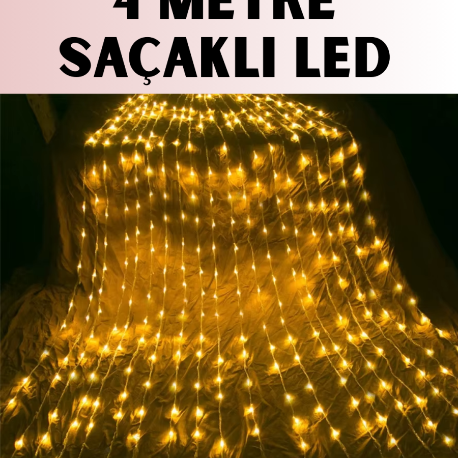 4 Meters Icicle Waterfall Led Christmas Curtain Light Warm Ambiance