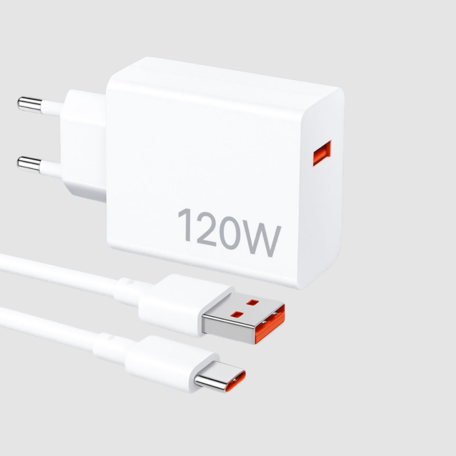 120W Super Fast Charging Adapter – Included Type-C Cable, High Voltage Protection