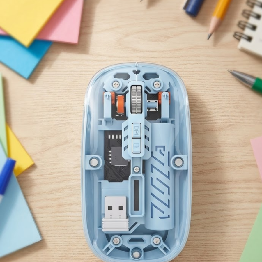 Blue Bluetooth Wireless Mouse for Office and Daily Use