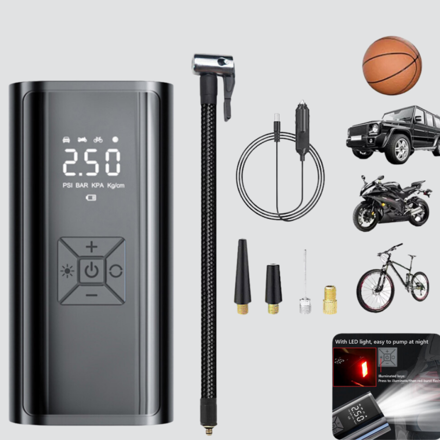 Wireless Digital Tire Inflator Pump 80W with LED Light Wireless Digital Tire Inflator Pump 80W with LED Light