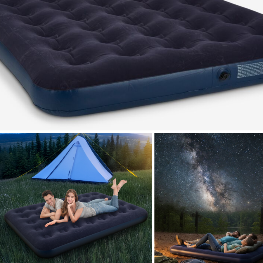 Comfortable Double Inflatable Bed Flocked Surface Durable Body Comfortable Double Inflatable Bed Flocked Surface Durable Body