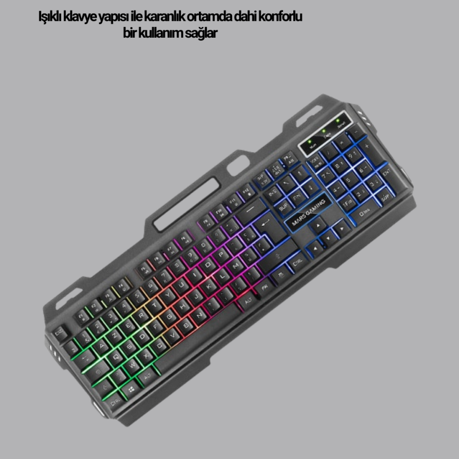 Illuminated Keyboard Mouse and Bluetooth Headset Set Turkish Q USB