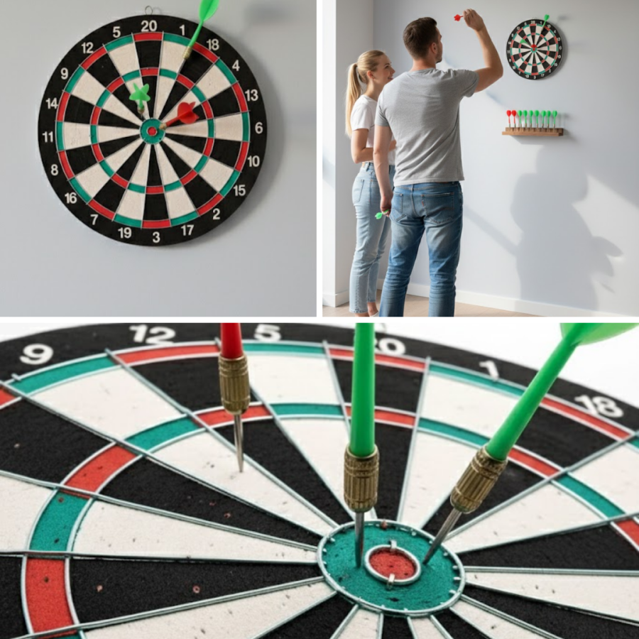 17 Inch Dartboard 4 Metal Darts