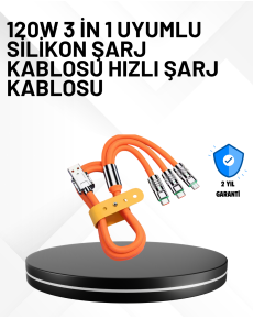 3 in 1 Cable – 120W Fast Charging and Data Transfer Features