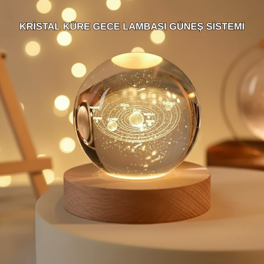 Illuminated Crystal Ball with USB Connection Modern Wooden Based Decor