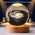 Milky Way Patterned Crystal Ball Daylight LED Table Lamp with Wooden Stand