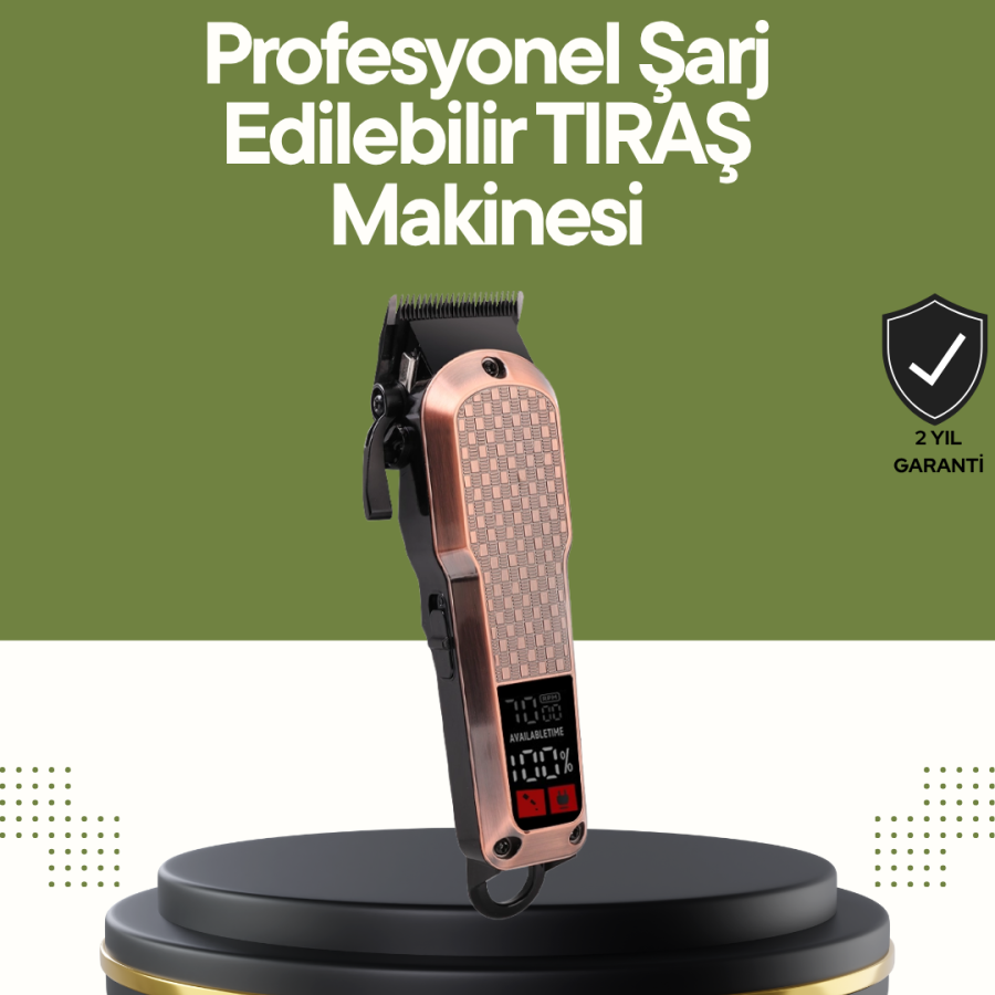 Rechargeable Hair Clipper – 4-Stage Settings, LCD Screen and Fast Charging Support
