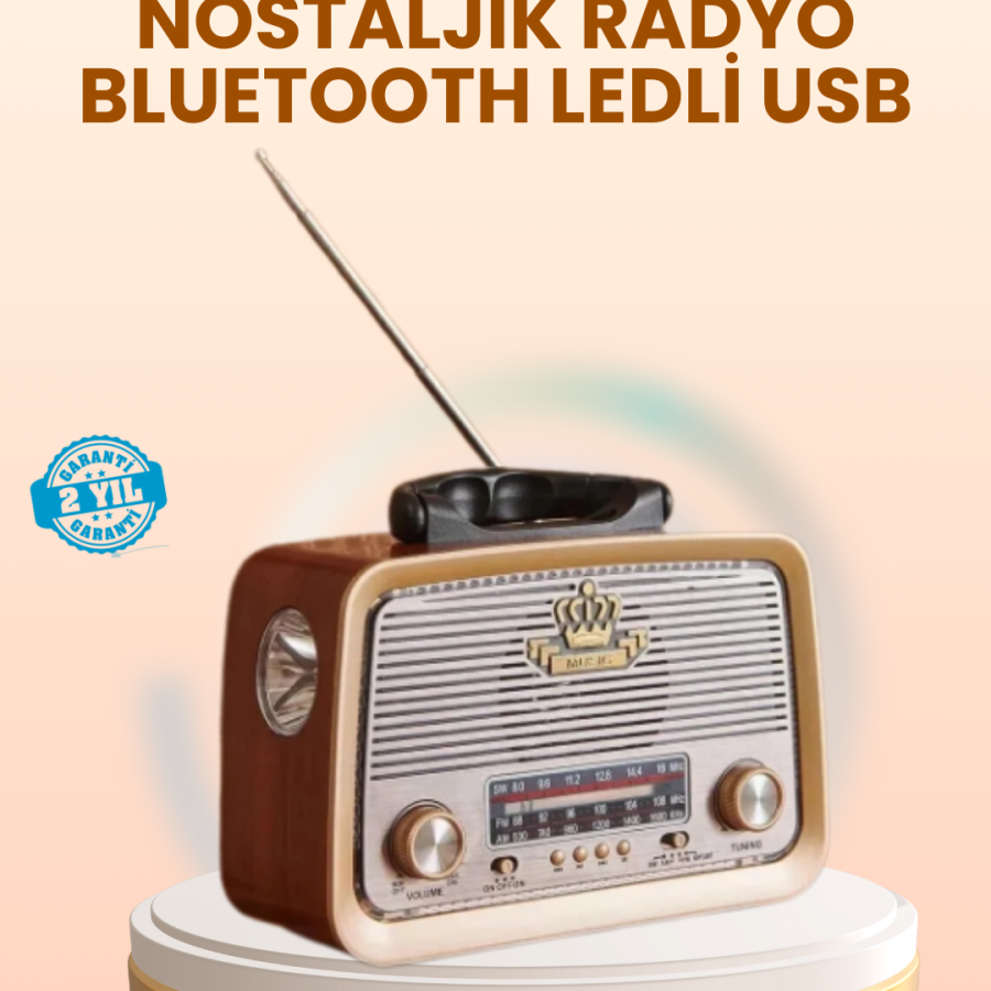 Antique Design Wooden Bluetooth Radio with LED Lighting