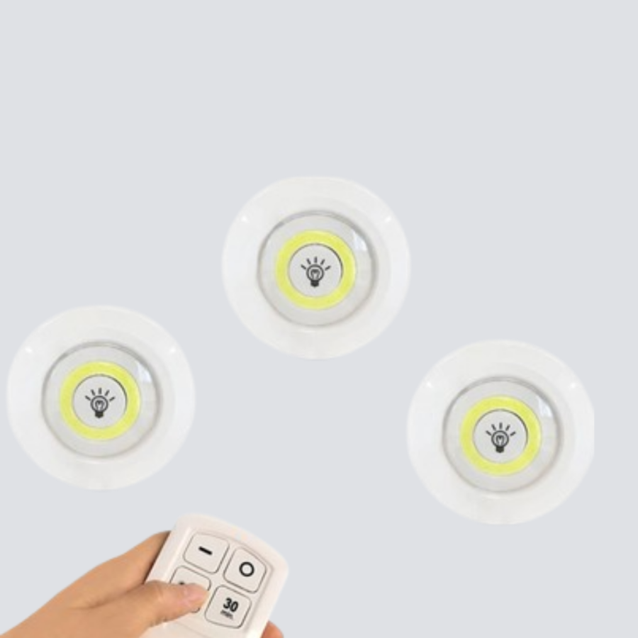 Set of 3 Adjustable Spot LED Lights with Remote Control