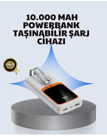Compact 10000 mAh Powerbank – With Digital Display, Type-C and Lightning Compatible