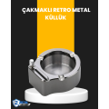Round Ashtray with Lighter Durable Metal Construction