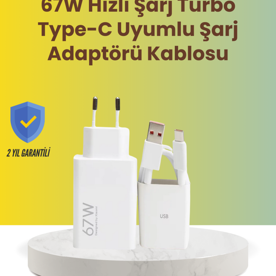 67W Fast Charging Adapter and Type-C Cable Set with Data Transfer Features