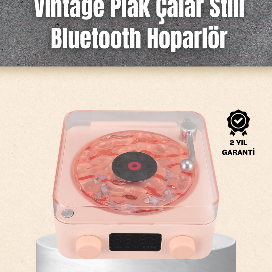 Retro Bluetooth Speaker – with Soft Night Light and Clock Display