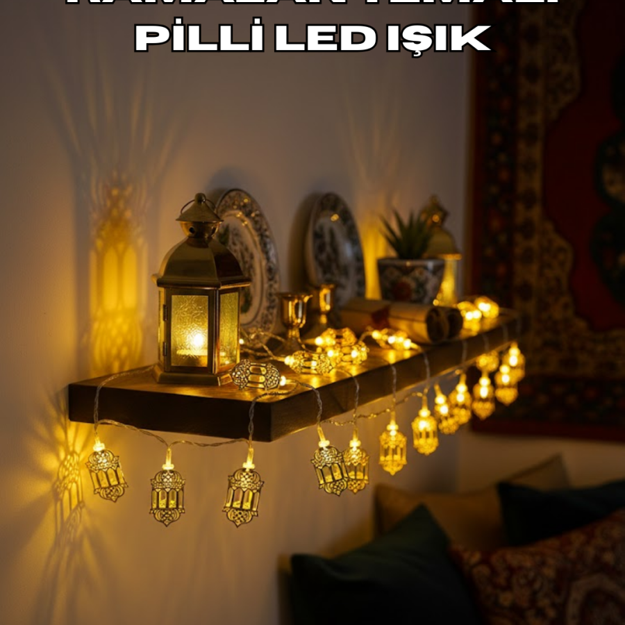 Battery Operated Golden Lantern Ramadan Lights Decorative LED Chain