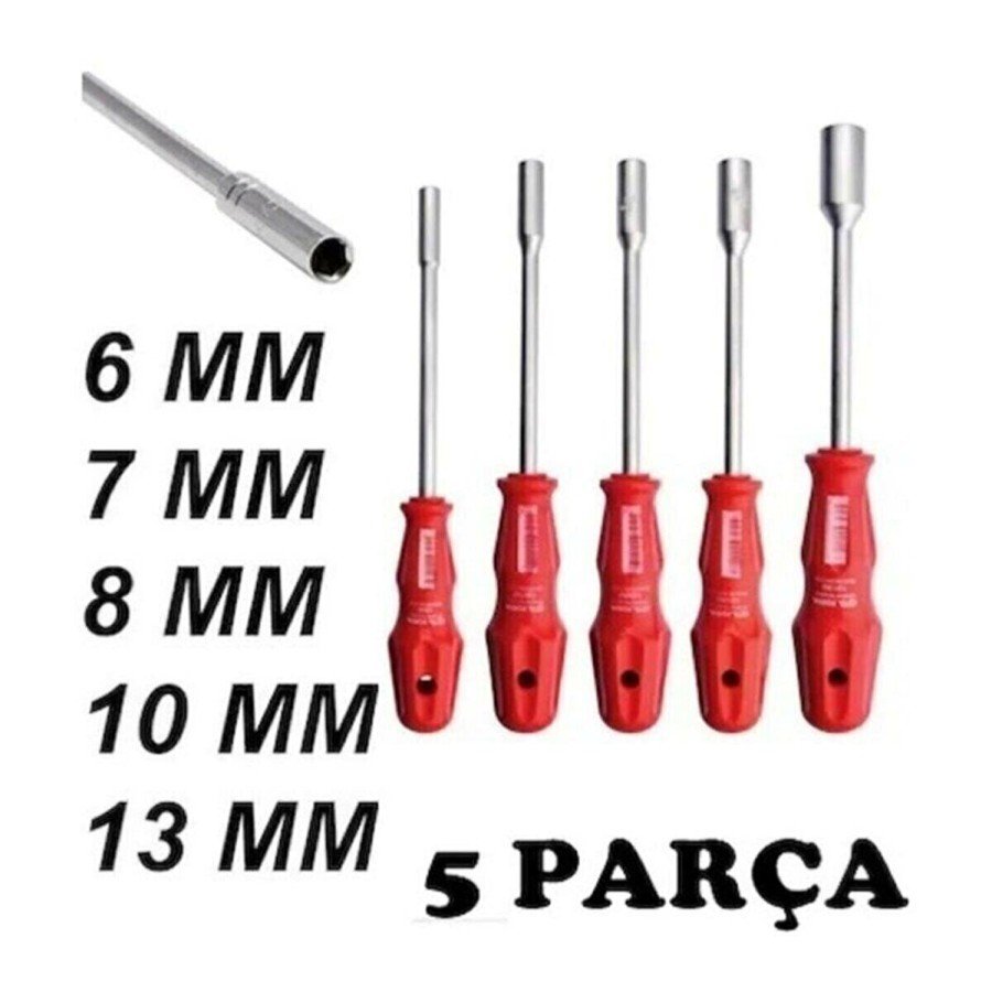 5Pcs Socket Wrench Screwdriver 6/7/8/10/13/mm Metal Hexagon