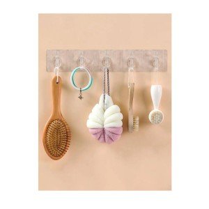 5-Piece Self-Adhesive Strong Transparent Hanger - Behind Door Kitchen Wall Bathroom Hanger