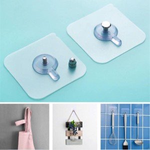 3-Piece Adhesive Kitchen Bathroom Shelf Holder Hanger Pin Frame Multi-Purpose Hanger