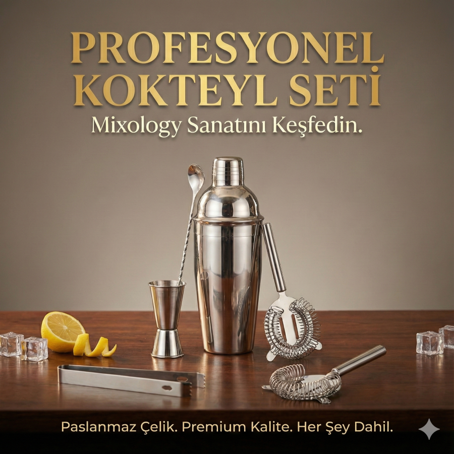 5 Parça Kokteyl Hazırlama Seti 550 Ml 5 Parça Kokteyl Hazırlama Seti 550 Ml