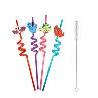 5 Piece Colorful Straw Set - Spiral Cocktail with Emoji - Children's Straw with Cleaning Brush 5 Piece Colorful Straw Set - Spiral Cocktail with Emoji - Children's Straw with Cleaning Brush