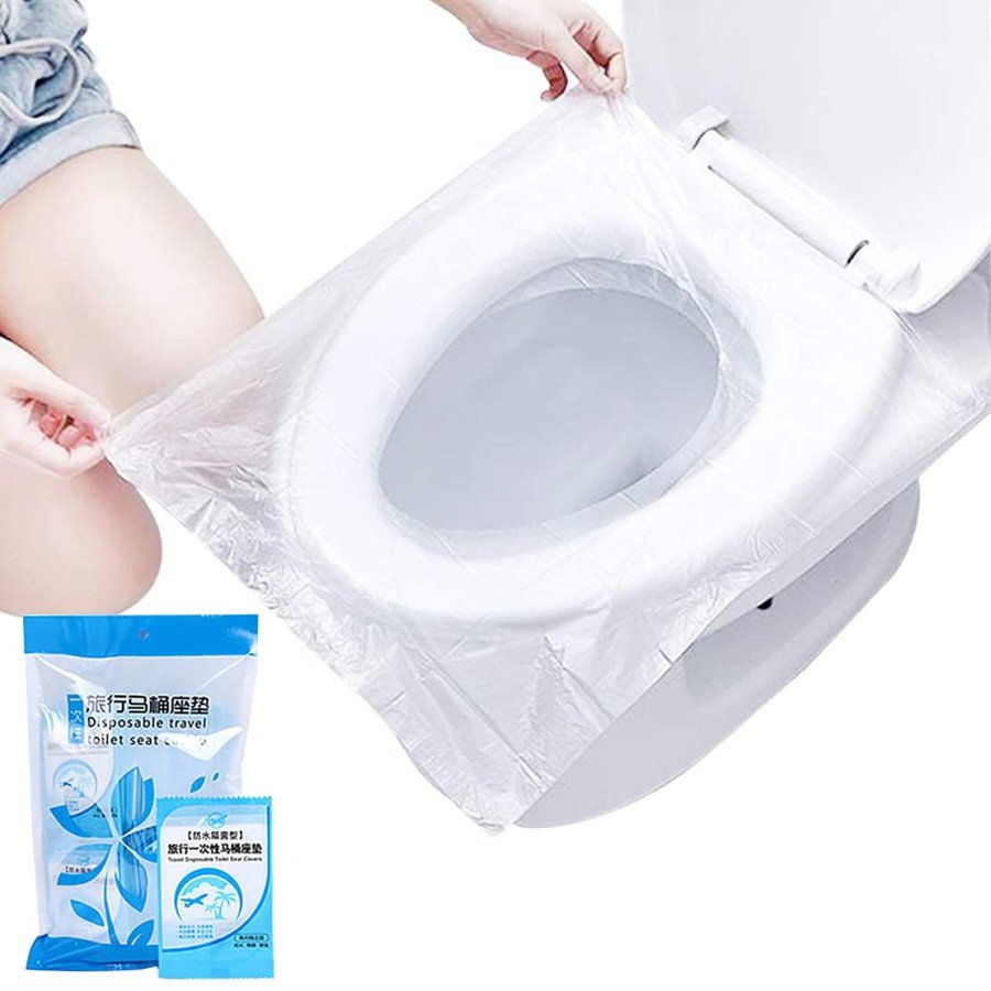 50 Pieces Biodegradable Toilet Seat Bag Travel Type Portable Toilet Seat Cover