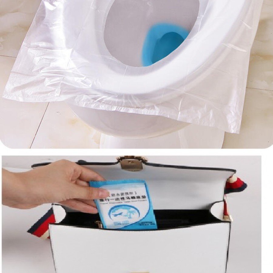 50 Pieces Biodegradable Toilet Seat Bag Travel Type Portable Toilet Seat Cover