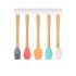 5-Piece Colorful Wooden Handle Silicone Tip Spatula Brush Spoon Set - Food Prep Set 21 Cm