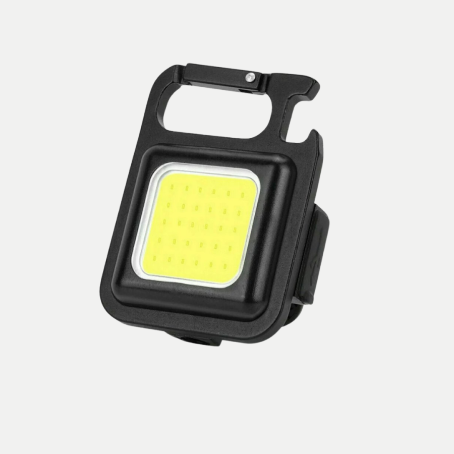 Rechargeable COB LED Keychain Flashlight – 4 Modes, Magnetic and Foldable Stand