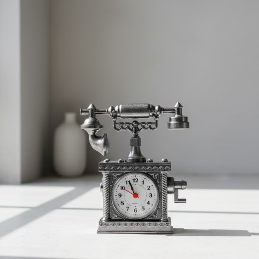 N8808B PHONE-SHAPED ALARM CLOCK SILVER N8808B PHONE-SHAPED ALARM CLOCK SILVER