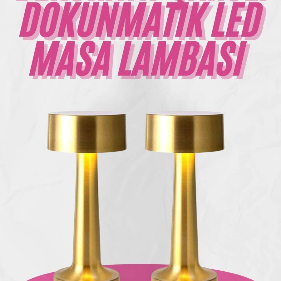 Gold Color Table and Night Light Touch Rechargeable Table Lamp