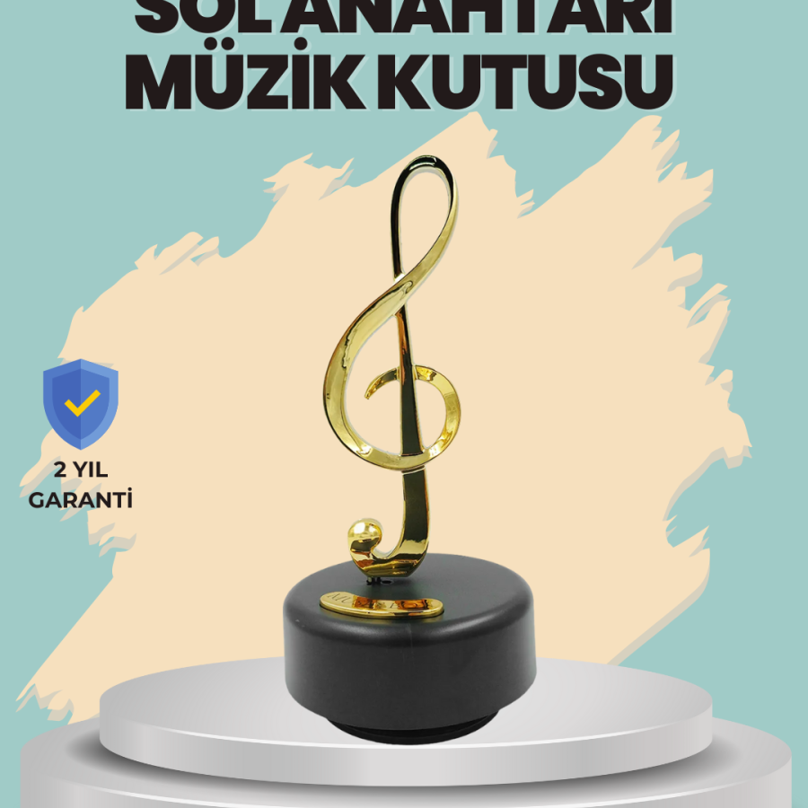 Golden Note G Key Music Box with Rotating Mechanism Gift