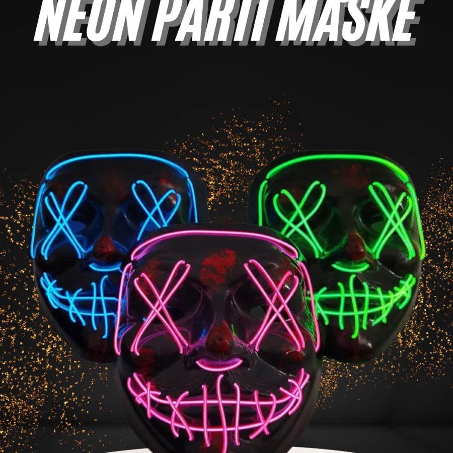 Hallowen Party Mask Neon Led Light Mask 3 Modes Halloween Mask