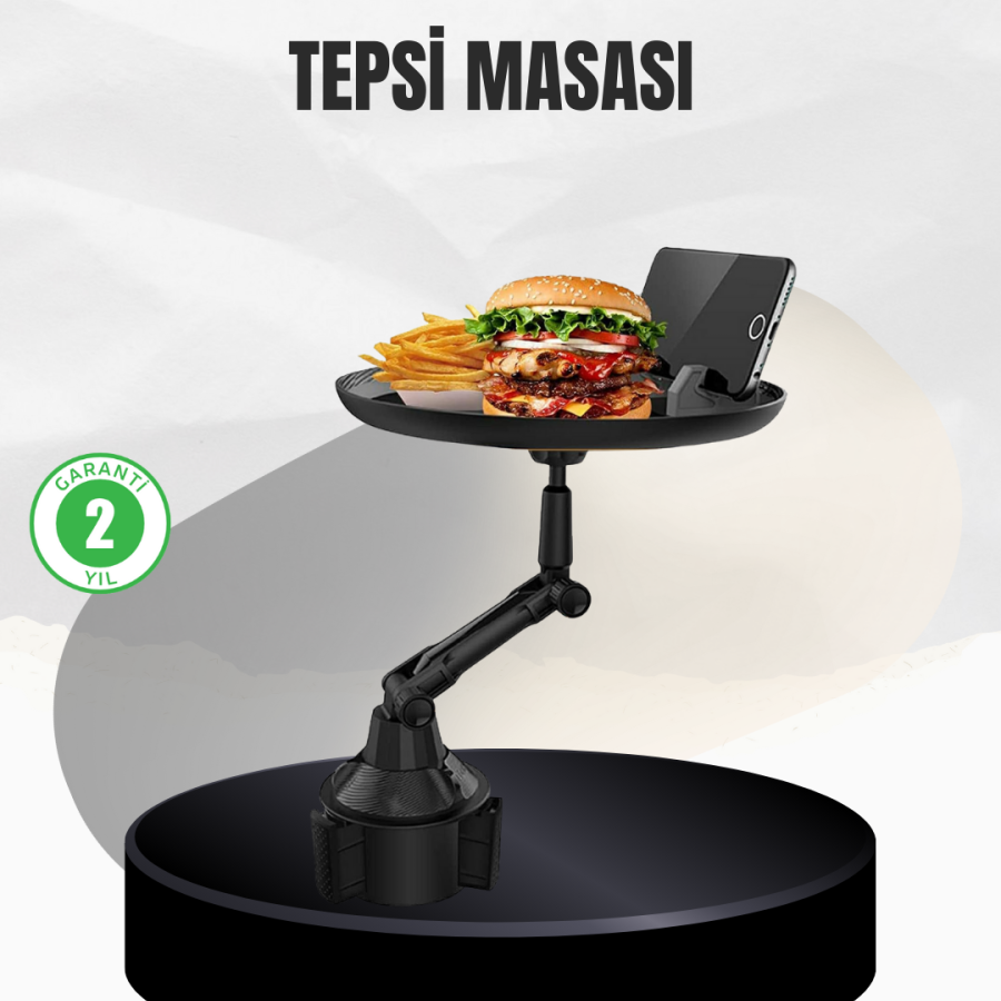 Universal Car Cup Holder Tray 9 Inch with Dining Area and Phone Stand Universal Car Cup Holder Tray 9 Inch with Dining Area and Phone Stand