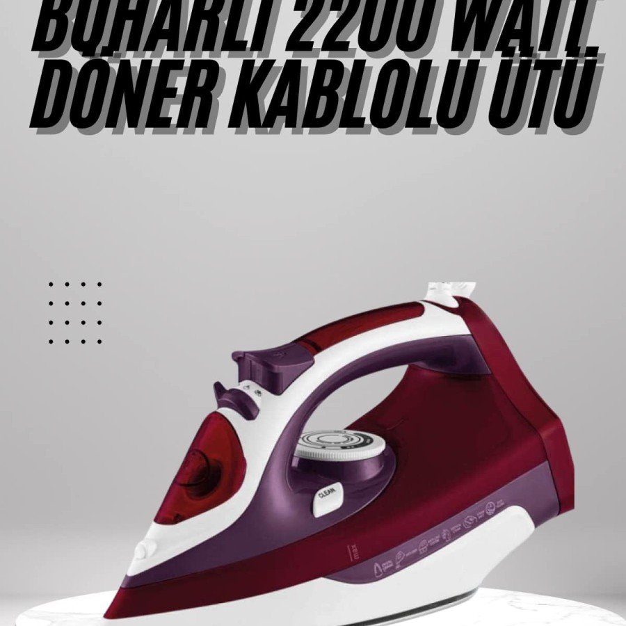Red 2200 Watt Shock Steam Iron with Ceramic Sole Red 2200 Watt Shock Steam Iron with Ceramic Sole