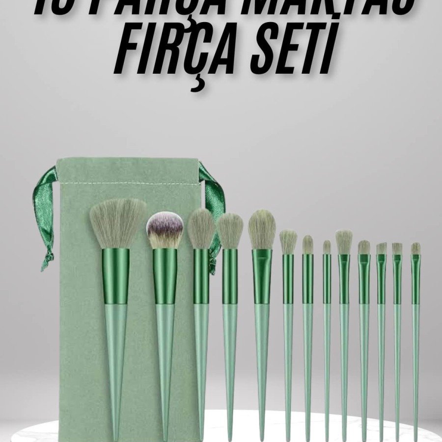 Makeup Brush Set Green 13 Pieces Foundation Brush Blush Brush Eyeshadow Brush