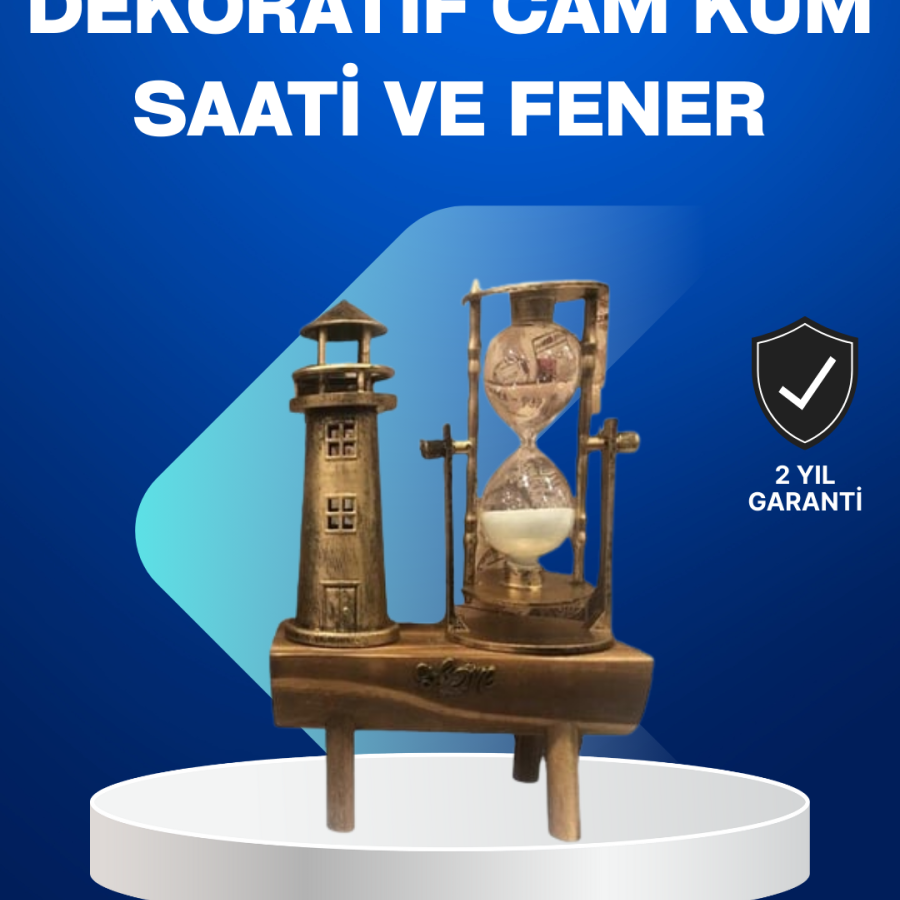 Wooden Hourglass with Lighthouse Design – Retro Desk Accessory
