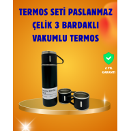 500 ml Heat Protected Steel Thermos and Cup Set | Silicone Based, Stylish and Practical
